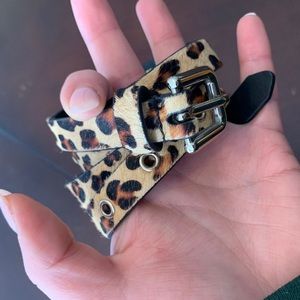 Express Genuine Leather Leopard Print Belt